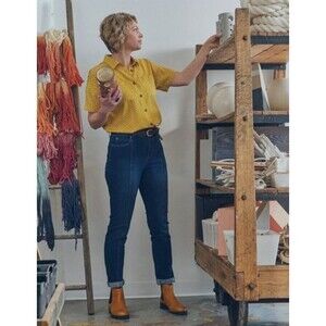 Duluth Jeans Size 10 Jean-Netics High Rise Slim Leg Front Seam Work Wear Chore